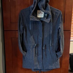 Hollister Denim Blue Hooded Coat